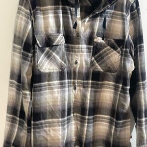 Men's Casual Plaid Hooded Shirt Jacket
